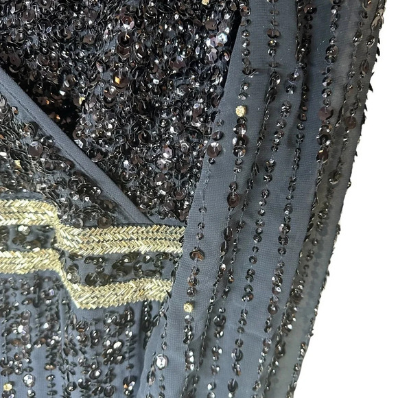 Mac Duggal Sequin Long Sleeve Midi Cocktail Dress in Midnight Blue. Sz: 14 - Picture 16 of 16